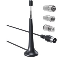 FM radio antena stereo sistēmai DAB Teleskopiskā antena ar magnētisko pamatni un 300 cm pagarinātāju mājas stereoiekārtām, AV uztvērējiem un audio sistēmām, uzlabota skaņas kvalitāte, komplektā 3 adapteri