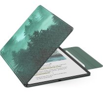 MoKo magnētiskais apvalks jaunajam 11 collu Kindle Scribe 2025 (3. paaudzes) un Kindle Scribe Colorsoft 2025 (1. paaudzes) - plāns Folio Premium PU ādas vāciņš ar pildspalvas aizdari un automātisku miega modināšanu, Green Forest