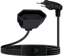 90 grādu Eiro kontaktdakšas pagarinātājs ar slēdzi 2.5A 250V pagarinātājs Eiro kontaktdakša ar slēdzi Eiro pagarinātājs īss sadzīves tehnikai Dators TV monitors (melns, 5m)