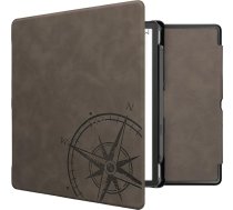 kwmobile Aizsardzības futrālis Amazon Kindle Scribe - mākslīgās ādas futrālis ar automātisko miega funkciju - Compass Vintage ar pelēku krāsojumu