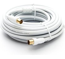 Premium X 30 m antenas kabeļa TV savienojuma kabelis HDTV Full HD, 4K koaksiālais kabelis - Pilnmetāla vīrišķais savienojums ar IEC sievišķo savienotāju ciparu TV un radio - DVB-T/T2, DVB-C, DVB-S/S2 - Balts