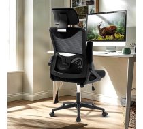 Fizzin Ergonomisks spēļu biroja krēsls melns darba galda krēsls ar regulējamu jostas balstu un galvas balstu elpojošs tīklveida materiāls spēlētājiem un modernām darba vietām