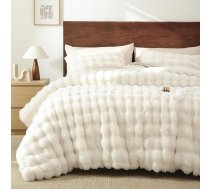 Sedefen Plīša gultas veļa 135 x 200 cm Pūkains mākslīgās kažokādas balts krēmkrāsas burbulis Reversible gultas veļa Flannelette Silta ziemas gultas veļa Shaggy Flannel sega un 1 spilvendrāna 80 x 80 cm ar Zip