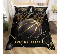 Homemissing Basketbola gultas veļas komplekts 135 x 200 cm spēļu sporta gultas veļas komplekts ar Zip bumbu spēles sega pārklājs dāvana basketbola mīļotājam ar 1 spilvendrānu