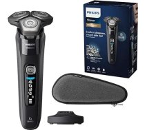 Philips Rasierer Serie 8000 - Elektrischer Nass- und Trockenrasierer mit SkinIQ-Technologie in Schwarz, Pop-up-Trimmer, Ladestation, Reiseetui, Reinigungsbürste (Modell S8696/35)