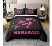 Homewish Ball Games kokvilnas sega sedziņas komplekts bērniem Zēni Meitenes Handbola gultas veļa 135 x 200 cm Tintes šļakatas Grafiti melns rozā gultas piederumi Gultas komplekts Gultas komplekts Istabas dekors Mīksts 2 gab.