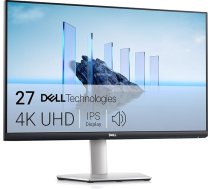 Dell S2721QSA 27 collu 4K UHD (3840 x 2160) monitors, 60 Hz, IPS, 4 ms, AMD Radeon FreeSync, 99% sRGB, iebūvēti skaļruņi, DisplayPort, 2 x HDMI, sudrabots