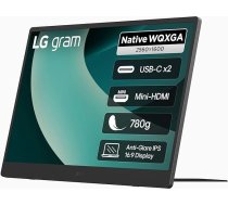LG gram +View 17MT70, 17 collu portatīvais monitors, 16:10, WQXGA 2560x1600, DCI-P3 99%, 350 cd/m² spilgtums, USB Type-C