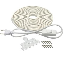 COB LED sloksne 230 V tiešam savienojumam, 1400 Lm/m īpaši spilgta gaismas josla, IP67 ūdensizturīga, LED sloksne bez punktiem, paredzēta āra dārza virtuves akustiskajiem paneļiem (silti balta, 2 m)