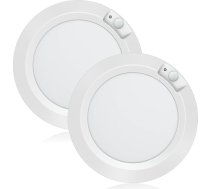 Griestu gaisma ar akumulatoru un kustības sensoru, 210 LM LED akumulatora lampa iekštelpās, ārā, gaiša, bezvadu siena lampa skapim, nojumei, pagrabam, garāžai, gaitenim - diametrs 16 cm, 6000 K, auksti balta (2 gab.)