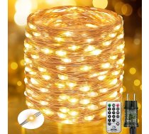 btfarm 100 m 1000 LED pasaku gaismas iekštelpās ar kontaktdakšu Tālvadības pults Pasaku gaismas āra apgaismojums no vara stieples ar taimeri 8 režīmi Ūdensizturīgs Ziemassvētku istabu svinībām Kāzu dārza dekorēšanai Silti balta krāsā