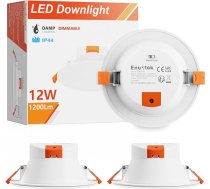 ENUOTEK 12 W LED iegremdētas griestu lampas Plakanas griestu vannas istabas lampas IP44 Mitrās telpas Dimmable Griestu cauruma diametrs 120 mm Silti balta 3000 K un auksti balta 6000 K 3 spuldzes