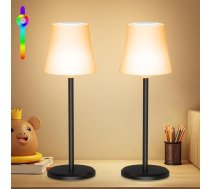 LED galda lampas bezvadu komplekts ar 2 baterijām Skārienjūtīga galda lampa ar 3 krāsu temperatūrām + RGB nepārtraukti aptumšojama USB-C uzlādējama IP54 ūdensizturīga guļamistabai Āra restorānam iekštelpās Balkona bārs
