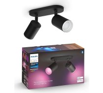 Philips Hue White & Color Ambiance Fugato 2 prožektori, melni, 2 x 350 lm, regulējami, 16 miljoni krāsu, vadāmi ar lietotnes palīdzību, saderīgi ar Amazon Alexa (Echo, Echo Dot), jaunā paaudze