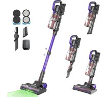 AlloyMove bezvadu putekļsūcējs 48000Pa/450W/65Min, viegls putekļsūcējs ar V-Anti-Tangle birsti ar LED apgaismojumu, 65 dB īpaši kluss, pašpietiekams, mājdzīvnieku spalvām, paklājiem, cietām grīdām, A03