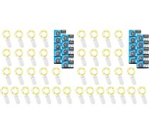 LEECOCO 2 LED pasaku gaismas komplekts 1 m, 10 LED baterijas, silti balta, 40 gabali (2 kastes pa 20), mini pasaku gaismas Ziemassvētkiem, kāzām, ballītēm, DIY dekorēšanai