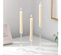 Glasseam Stikla sveču turētājs Taper Candle Candles Clear: 3 sveču turētāju komplekts Moderns Taper Candle Holder Stikls galda dekorēšanai Sveču turētājs Ziemassvētki ēdamgaldam Kāzu dzimšanas dienas dekorēšanai