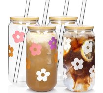 Alus skārda glāze ar vāku un salmiņu, 20 oz stikla krūzes, 20 oz stikla krūzes, glāzes dzeršanai, ledus kafijas glāzes, glāzes smūtijam, glāzes Tumbler, stikla trauks