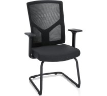 hjh OFFICE Breton V B 751003 Apmeklētāja krēsls ar roku balstiem Audums / siets Melns Konsoles tipa konferenču krēsls Ergonomisks