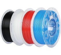 Creality CR-PLA filaments 1,75 mm, 4 kg printeru filaments, palielināta izturība un nedeformējas, izmēru precizitāte ±0,03 mm, vairumam FDM 3D printeru, 4 spoles - 1 kg (melna, balta, sarkana, zila)