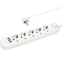 98-229# ps-520 5 ligzdu 3xusb 2m balts 2x1mm pagarinājuma kabelis