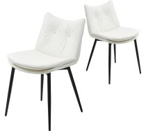 Dining Room Chairs, Set of 2, Kitchen Chairs, Ergonomic Dining Chairs with Adjustable Foot Pads, Faux Leather Upholstered Chair for Kitchen, Living Room, Bedroom, White