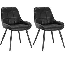 WOLTU BH332sz-2 Dining Room Chairs Set of 2 Upholstered Faux Leather Kitchen Chair Padded Accent Chair for Living Room Bedroom Kitchen Ergonomic Chair with Backrest Black