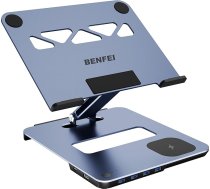 BENFEI Aluminium Laptop Stand with USB C 6-in-1 Docking Station, 15 W Mag-Safe Charger, Magnetic USB 3.0 KVM Switch, HDMI 4K @ 60Hz, 4 x USB 3.0, 100 W PD for MacBook Pro/Air, iPad Pro, XPS Thinkpad