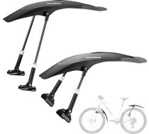ROCKBROS velosipēdu dubļu sargu komplekts (priekšējais/aizmugurējais) – regulējami, universāli, elastīgi dubļu sargi ar atbalsta stieņiem, piemēroti 26–29 collu riteņiem; inovatīva stiprinājuma sistēma kalnu velosipēdiem, pilsētas vel