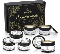 TTRWIN Aromterapijas aromātisko sveču komplekts, 6 dabīgas sojas vaska sveces dzelzs traukā relaksācijai, dāvanu komplekts mājai ar patīkamām smaržām, ideāls Ziemassvētkiem un dzimšanas dienai, Mātes dienai