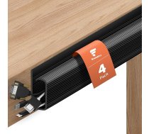 shinfly Cable Duct Desk, 4 x 40 cm kabeļu kanāls, melns, pašlīmējošs, kabeļu vadībai zem galda, J-veida kabeļu vadībai, melns, klēpjdatoriem - 40 cm (garums) x 2 cm (platums) x 4 cm (augstums) x 4 gab.