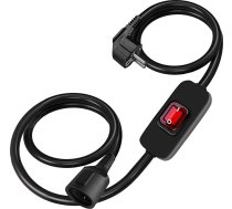 Melns 2m (200cm) 6A 220V-240V 1400W izolēts un liesmu izturīgs iekšējais barošanas vads