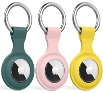 Aizsarglīdzeklis AirTag - Silikonhülle für AirTag Schlüsselanhänhänger für Schlüssel, Taschen, Gepäck, Haustierhalsbänder, Anti-Verlust und Kratzfestes Design für Apple Air Tags 2021 (Militärgrün/Rosa
