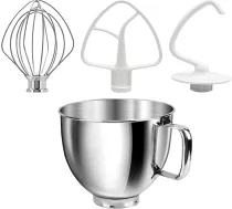 Kitchenaid Artisan, Kitchenaid zubehör, 4,5-5 Quart Kitchen Aid Zubehör mit Drahtiger Schneebesen, Flachrührer, Knethaken und Rührschüssel Zur Herstellung einer Vielzahl Köstlicher Speisen