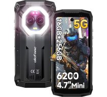 Ulefone Armor Mini 20 Pro āra viedtālrunis, 16GB + 256GB/2TB āra mobilais tālrunis, 50MP + 32MP kamera, Android 15 izturīgs āra mobilais tālrunis, 6200mAh akumulators, 4,7 collu HD+ IP68 ūdensizturīgs, OTG/NFC/GPS/ melns