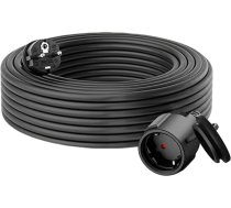 CILIA pagarinātājs 250V/16A 3680W ar Schuko kontaktdakšu 90° E tipa - pagarinātājs ar zemējuma aizsardzību, aizsardzība pret triecieniem mājas birojam (TV, dators, projektors, elektroierīces) (D03-FBlack, 10m)