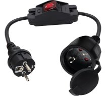 Schuko 16A 250V ūdensnecaurlaidīgs mini īss pagarinātājs IP44 ārtelpām iekštelpām, mājas birojam (1m)