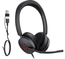 Yealink UH48 ANC vadu USB austiņas ar 4 trokšņu slāpēšanas mikrofoniem Hibrīdās ANC austiņas datoram ar ātru savienojumu Saderīgas ar komandām Sertificētas biroja sanāksmēm Zvanu centrā (USB-C/USB-A)