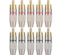 10 x RCA Male Solder Plugs Zelta audio video kabeļa adaptera kontaktdakšas skaļruņa kabeļa sienas plāksnei Mājas kinozāles audio video uztvērēja pastiprinātājam un skaņas sistēmām