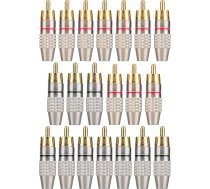 20 gab RCA Male Solder Plug Zelta audio video kabeļa adaptera spraudnis skaļruņa kabeļa sienas plāksnei Mājas kinozāles audio video uztvērējs pastiprinātājs un skaņas sistēmas
