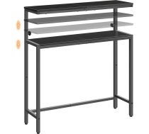 HOOBRO EBB96XG01 2-līmeņu konsoles galds Regulējams augstums (80-100 cm) Priekšnama galds Industriālā stila dīvāna galdiņš Sānu galds mazām telpām Priekšnams Dzīvojamā istaba melns