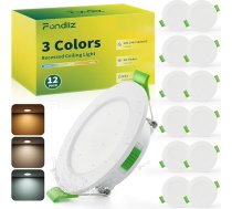 Fondiiz 12 LED prožektori 230 V, 3,5 W, 340 LM, iegremdējami LED 55 mm - 68 mm caurumu izmērs, Starmeši, Griestu prožektori, 3000 K, Silti balta, 4500 K, Neitrāli balta, 6000 K, Auksti balta, IP44 griestu prožektori, Ultra plakana vannas istabai, v