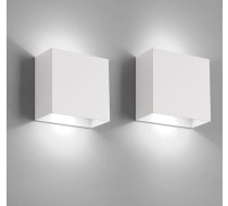 FUPE LED iekštelpu sienas gaisma, 2 gabali, moderns augšējais un apakšējais apgaismojums, 12 W vēsā balta gaisma, 6500 K iekštelpu sienas gaisma, 1200 LM, piemērota viesistabai, guļamistabai, gaitenim (balta)