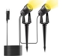 Yuusei dārza apgaismojums ar strāvas padevi, 2-in-1 Pack 6 m dārza apgaismojums ārtelpām, 3000 K silti balta 27 V LED dārza apgaismojums ar strāvas padevi, IP65 ūdensizturīgs dārza prožektors āra apstākļiem, dārzam, augiem, pagalmam