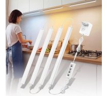 4 LED lampu komplekts virtuvei 30 cm 12 W 1200 lm 230 V - regulējama CCT krāsu temperatūra 3000 K/4000 K/6000 K, bez mirgošanas, LED gaismas josla ar slēdzi virtuves skapītim un darbnīcai, balta krāsa