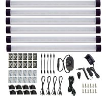 AIBOO Virtuves LED gaisma ar kabeli 6 gabali 28 cm gaismas josla, 12 V skapja apgaismojuma LED lente ar slēdzi un kontaktdakšu, skapja gaisma skapim, plauktam, vitrīnai (vēsā baltā krāsā)