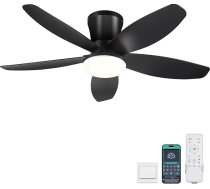 Griestu ventilatori ar apgaismojumu 92 cm Ēkas griestu ventilators ar LED apgaismojumu un tālvadības pulti/aplikāciju, dimmējams LED griestu ventilators guļamistabai, iekštelpām/āra telpām (melns)