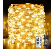 Bzavor 100 m 1000 LED pasaku gaismas iekštelpās ar spraudni un atmiņas funkciju, pasaku gaismas āra apgaismojums no vara stieples ar taimeri un 8 režīmiem, IP65 ūdensizturīgs Ziemassvētku istabu svinībām, kāzu dārza dekorēšanai