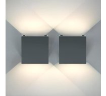 Kerry Pack of 2 LED sienas lampas āra iekštelpās 6 W 3000 K silti balta āra lampa ar regulējamu gaismas leņķi IP54 ūdensizturīgs sienas apgaismojums Moderns alumīnija āra sienas apgaismojums UpDown sienas apgaismojums