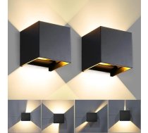 CANMEIJIA LED sienas lampas iekštelpu sienas lampas 3000 K silti balta 12 W LED āra sienas lampas 2 gabali IP65 sienas apgaismojums uz augšu uz leju Sienas lampas āra apgaismojums guļamistabai Dzīvojamā istaba Dārzs Koridors Balkons Melns